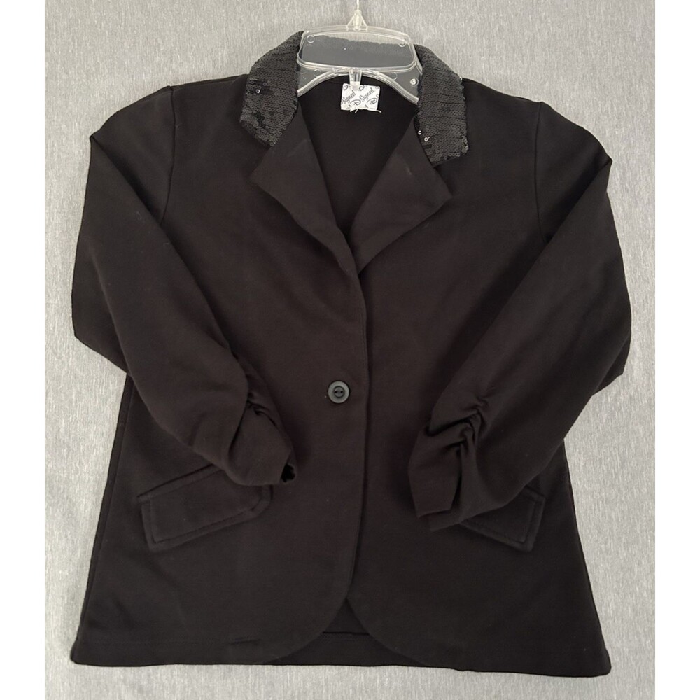 Diisney Signed Girls Medium Black Blazer Sequin collar